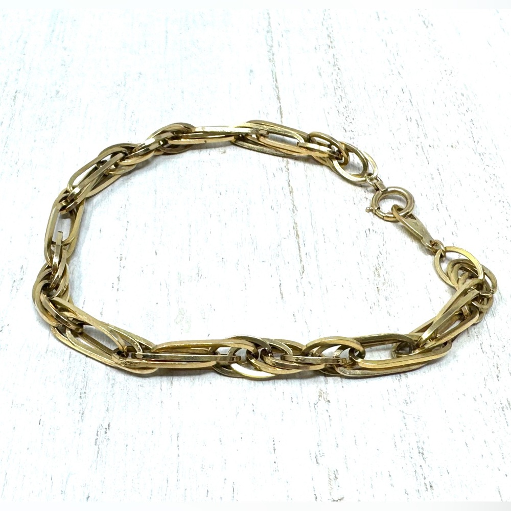 Solid 18k Yellow Gold Interlocking Bracelet, 11.8g - image 1